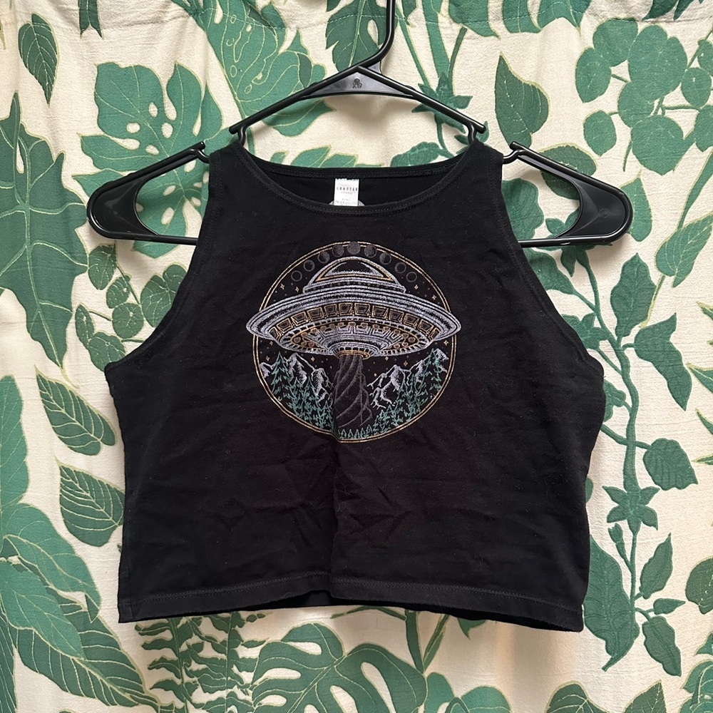 Uriah Clear Light crop tank, handprinted design